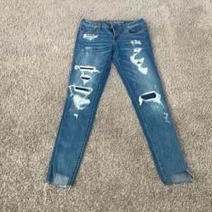 American Eagle denim supper low Jeggings jean size 10